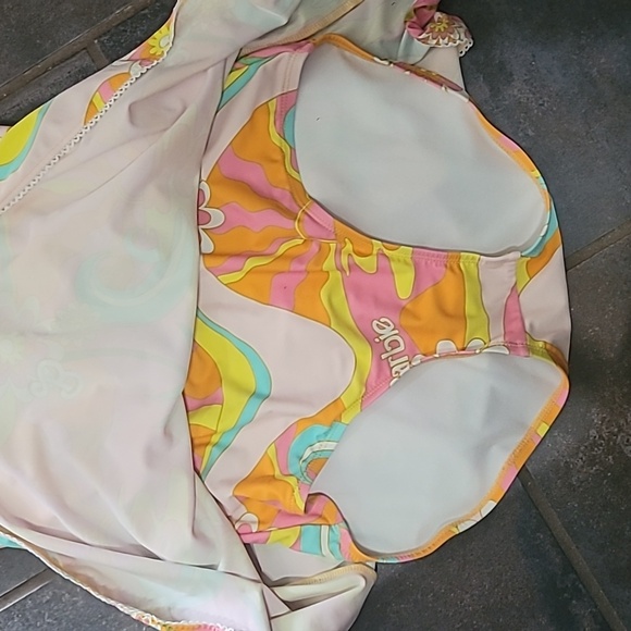 Barbie Unique Vintage One Piece Halter Swimsuit Vibrant Colorful Size Med - Picture 5 of 7